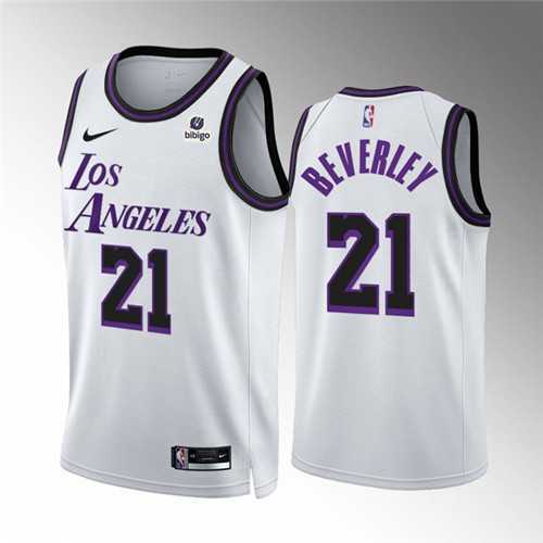Men%27s Los Angeles Lakers #21 Patrick Beverley White City Edition Stitched Basketball Jersey Dzhi->los angeles lakers->NBA Jersey